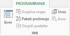 XML commands on the Developer tab