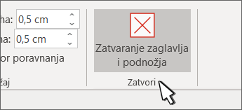 Gumb Zatvori zaglavlje