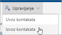 Na alatnoj traci odaberite Upravljanje, a zatim Izvoz kontakata
