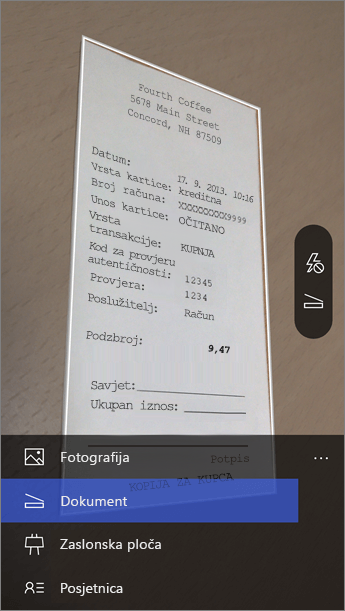 Kada se Office Lens pokrene, odaberite svoj način rada.