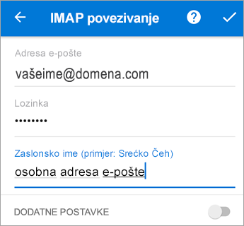 Unesite lozinku i sve potrebne postavke poslužitelja.