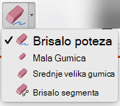 Na Računalu Mac PowerPoint za Office 365 sadrži četiri gumice za digitalni rukopis.