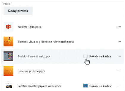 Istaknite privitak, a zatim kliknite Prikaži na kartici