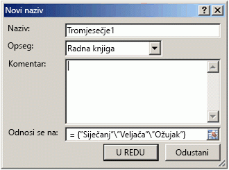 dijaloški okvir uređivanje naziva s formulom