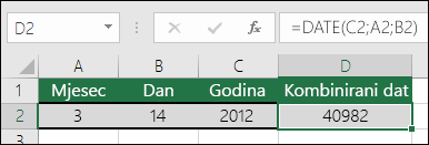 Funkcija DATE – 1. primjer