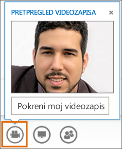 Snimka zaslona pokretanja videoprikaza u sastanku uz pretpregled videoprikaza