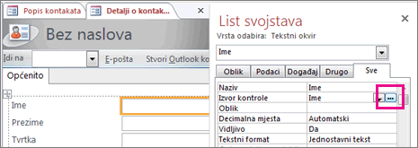 Gumb Sastavi na listu svojstva.