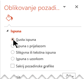 U oknu Oblikovanje pozadine odaberite Čvrsta ispuna