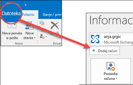 Odaberite Datoteka, a zatim Dodaj račun.