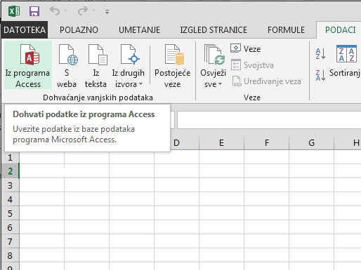 Uvoz podataka iz programa Access