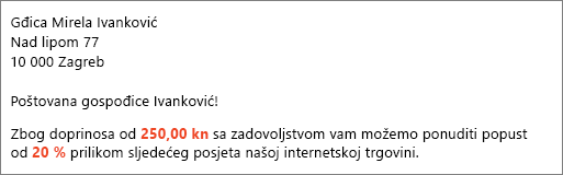 Dokument cirkularnog pisama u kojem piše „vaš doprinos od 50,00 USD” i „nudimo vam popust od 20 %”.