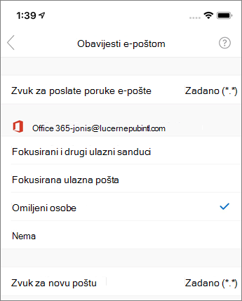 Uključivanje i isključivanje obavijesti u aplikaciji Outlook Mobile