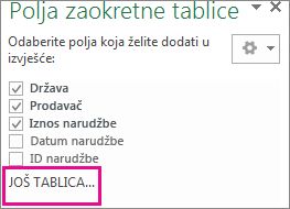 dodavanje dodatnih tablica na popis polja