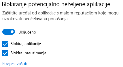 Potencijalno neželjena kontrola blokiranja aplikacija u Windows 10.