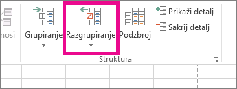 Na kartici Podaci kliknite Razgrupiranje.