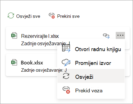 Osvježavanje gumba veze na snimci zaslona jedne verzije two.png