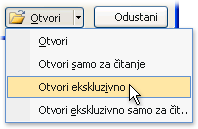 Otvaranje datoteke u isključivom načinu