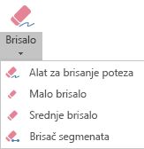 PowerPoint za Office 2019 sadrži četiri gumice za digitalni rukopis.