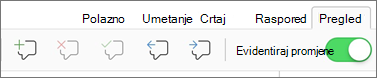 Review tab comments menu