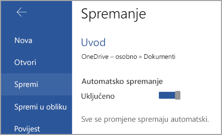 Prekidač automatskog spremanja na uređaju sa sustavom Android