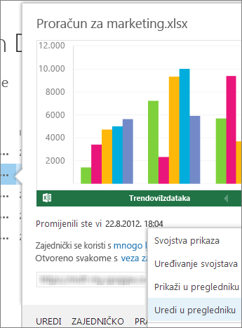 Pretpregled dokumenta sustava Office u biblioteci sustava SharePoint