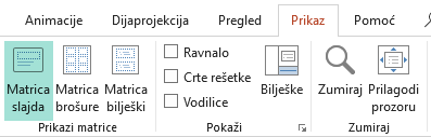 Rasporedi slajdova mogu se prilagoditi u prikazu matrice slajdova