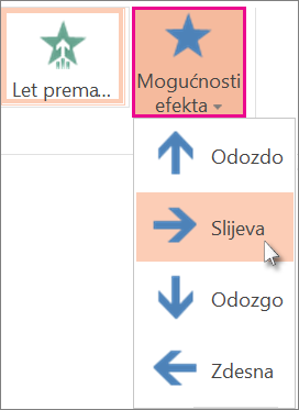 Kliknite Mogućnosti efekta