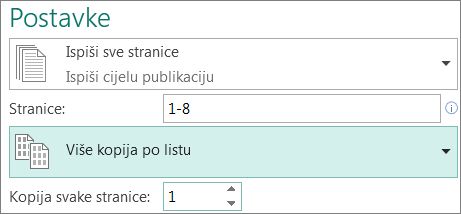 Postavljanje ispisa više primjeraka publikacije na pojedinom listu.