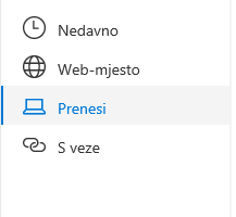 Snimka zaslona koja prikazuje odabir mjesta datoteke u sustavu SharePoint.