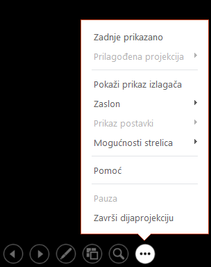 Prikaz izbornika prikaza izlagača u programu PowerPoint