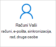 Računi na Postavke zaslonu