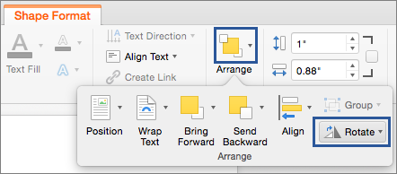 Rotate button on the Arrange menu