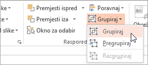 Odabir grupe na izborniku Grupa