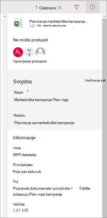 Pogledajte informacije o datoteci
