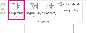 Na kartici Podaci kliknite Grupiranje.