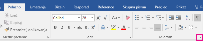 The arrow to open the Paragraph dialog box is highlighted on the Home tab.