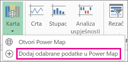 Naredba Dodaj odabrane podatke u Power Map