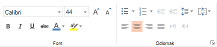 Mogućnosti fonta, odlomka i poravnanja u web-aplikaciji PowerPoint Online