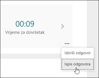 Mogućnost Ispis odgovora u programima Microsoft Forms