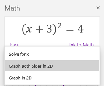 Mogućnosti grafikona u oknu Matematički izrazi