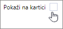 Poništite potvrdni okvir Prikaz na kartici