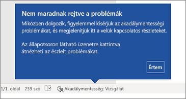 Az Akadálymentesség-ellenőrző futását jelző állapotsor