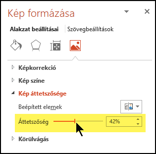 Húzza jobbra az Áttetszőség csúszkát a kép átlátszósági fokának beállításához