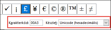 A from mező azt jelzi, hogy ez egy Unicode szimbólum