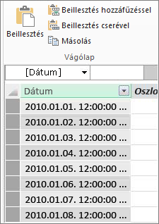 Dátumtáblázat a Power Pivotban