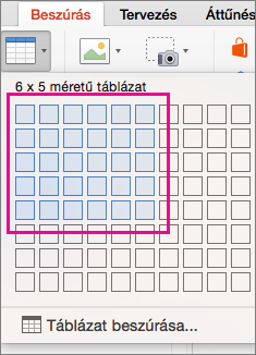 Táblázat beszúrása a rács használatával