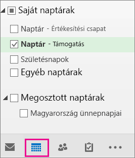 A Naptár nézet választása