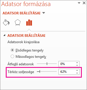 A Torta robbantása csúszka az Adatsorok formázása munkaablakban