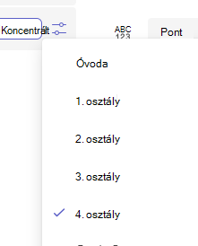 osztály kiválasztása