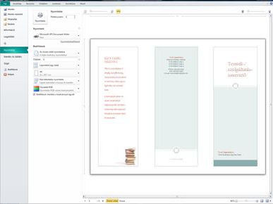 A Publisher nyomtatási képének áttekintő nézete